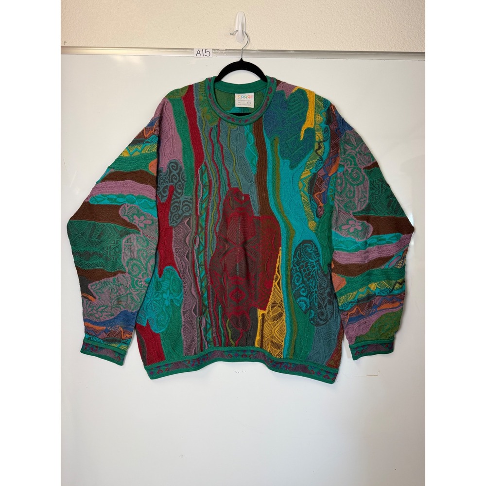 VTG Coogi Sweater Men's Multicolor 3D Textured HipHop 80s 90s Made in Australia